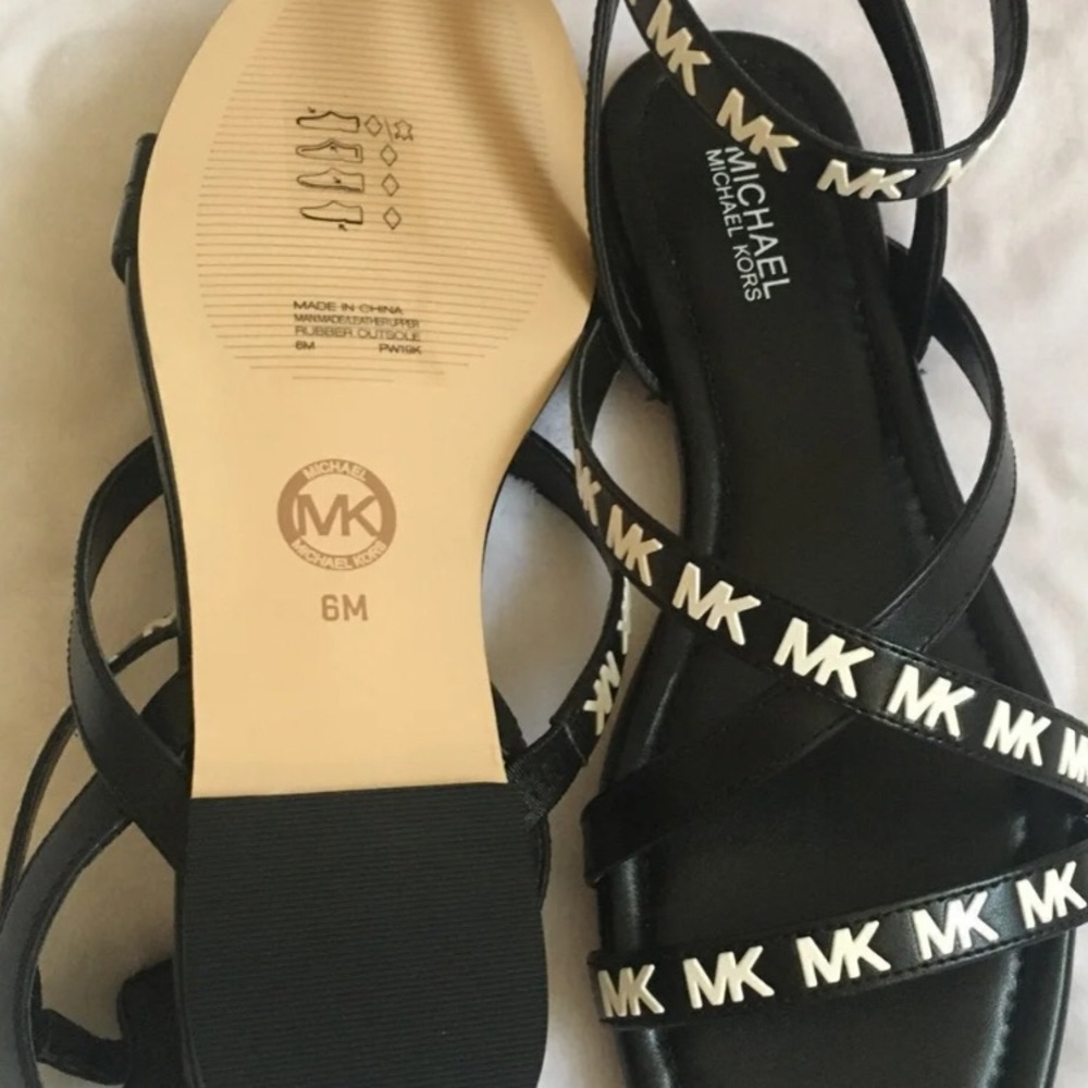 -SOLD-Michael Kors Leather black sandals, - Picture 3 of 5